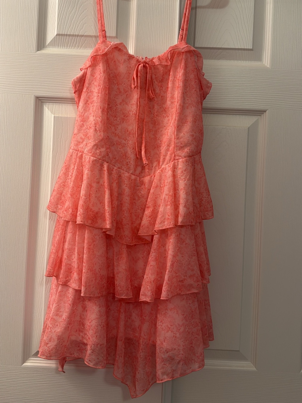 Women’s Pink Tiered Sundress - Lightweight Spaghetti Strap Dress